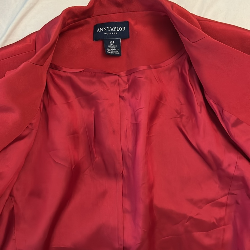 SILK ANN TAYLOR Red Blazer - Picture 4 of 7